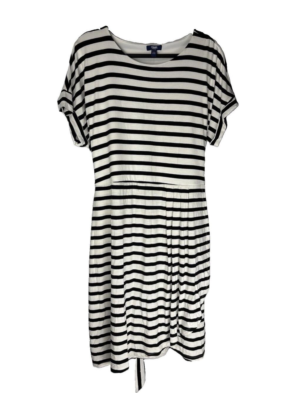 Ralph Lauren Chaps Dress Sz XL Nautical Stripe Faux Wrap Coastal Preppy NWT